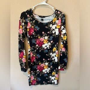 Floral long sleeve bodycon dress